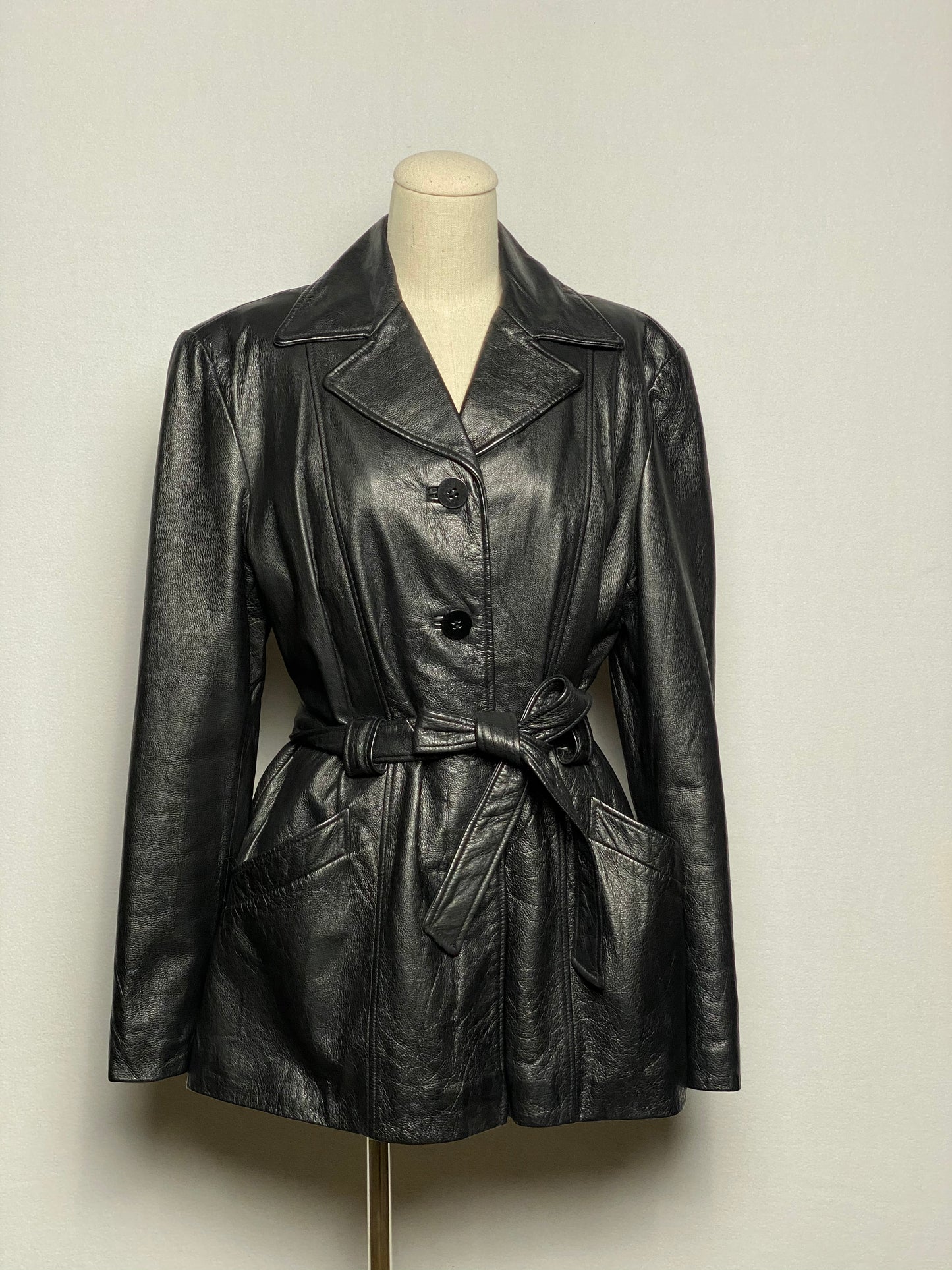 90s Leather Trench Coat