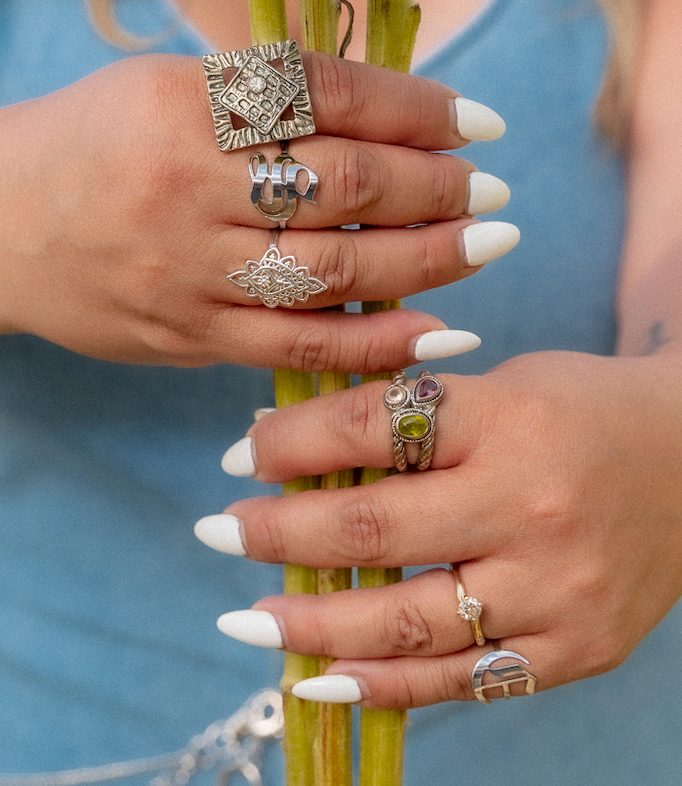 Vintage Silver 3 gemstone Ring