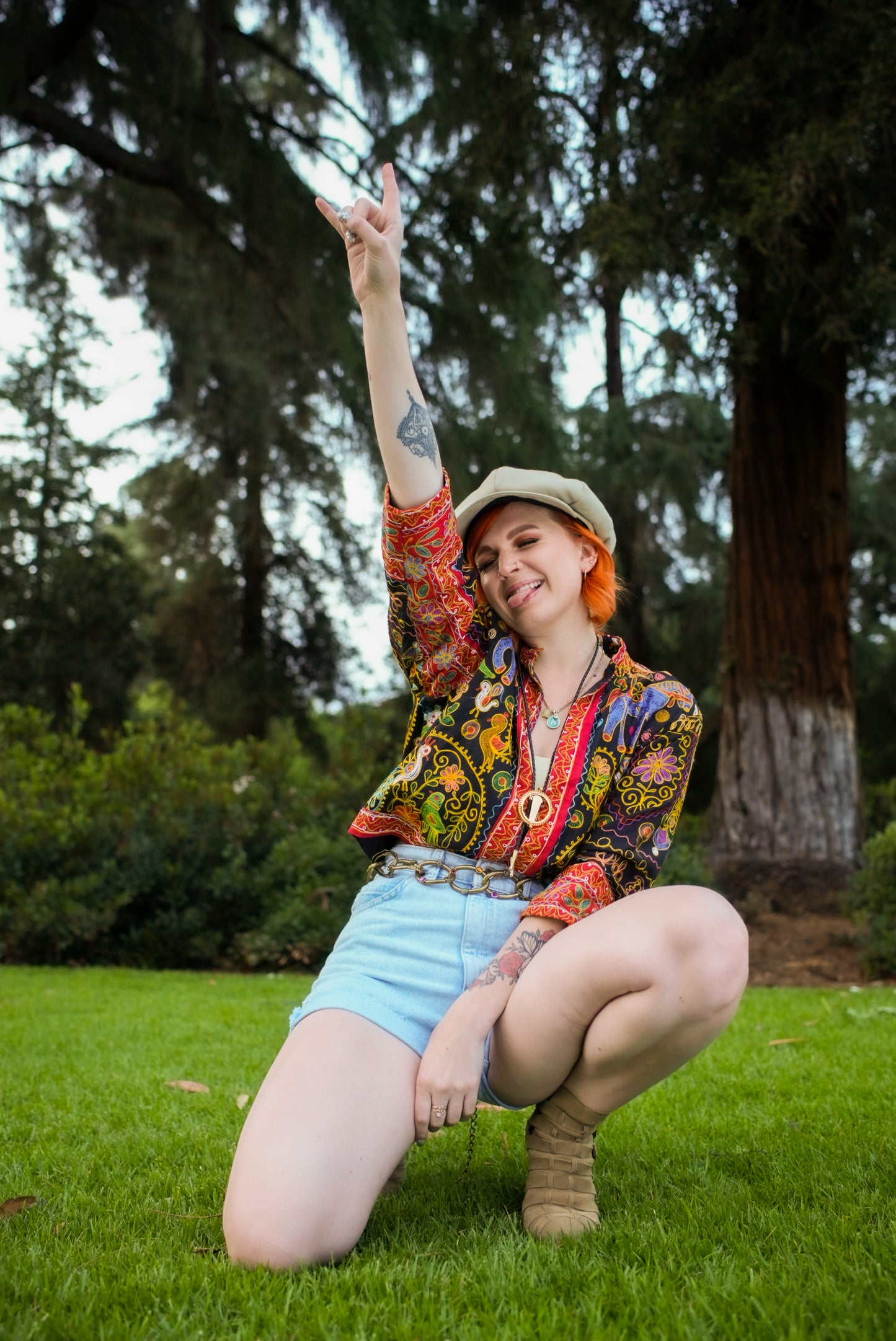 80s Bronze Gem Chain Belt