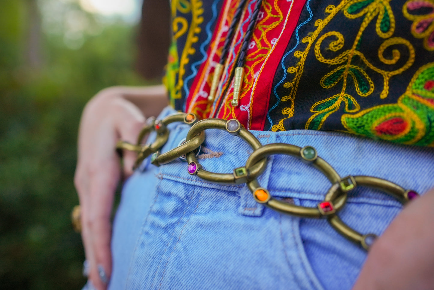 80s Bronze Gem Chain Belt