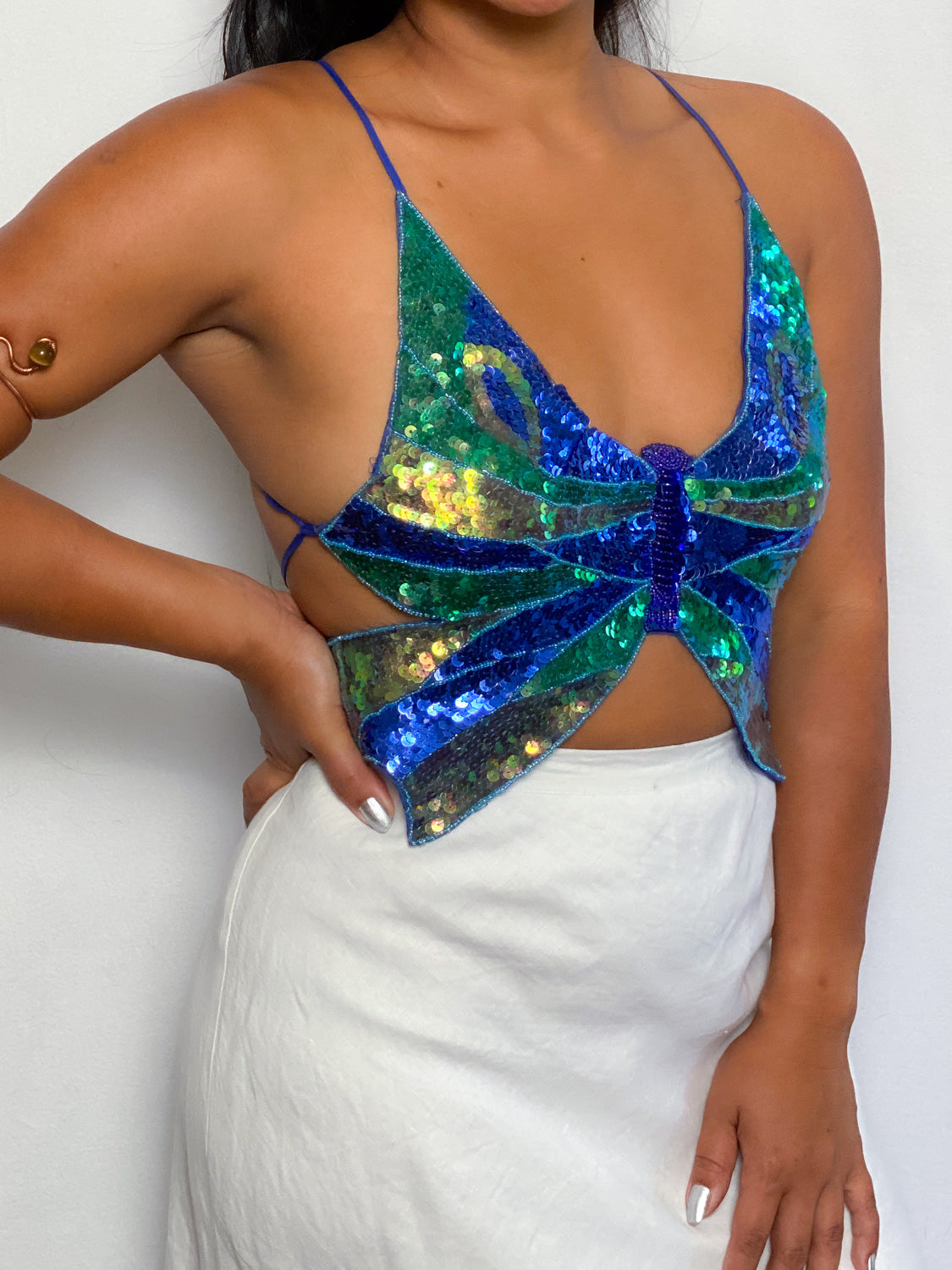 70s Sequins Butterfly Top