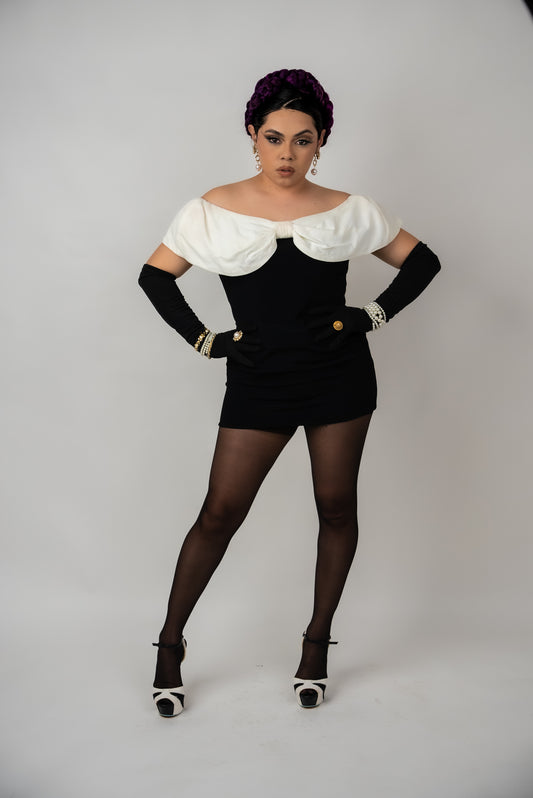 80s Black & White Party Dress