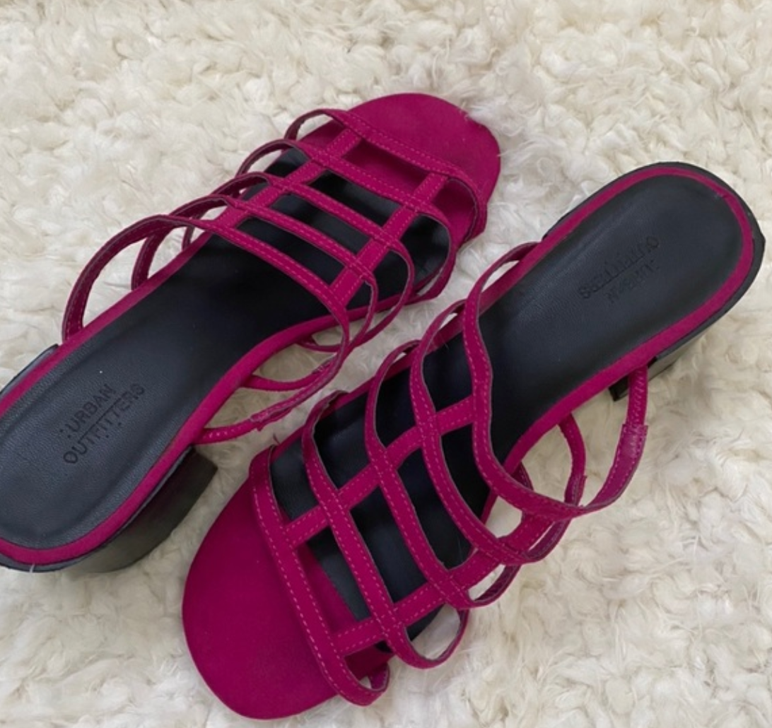 Magenta Caged Sandals