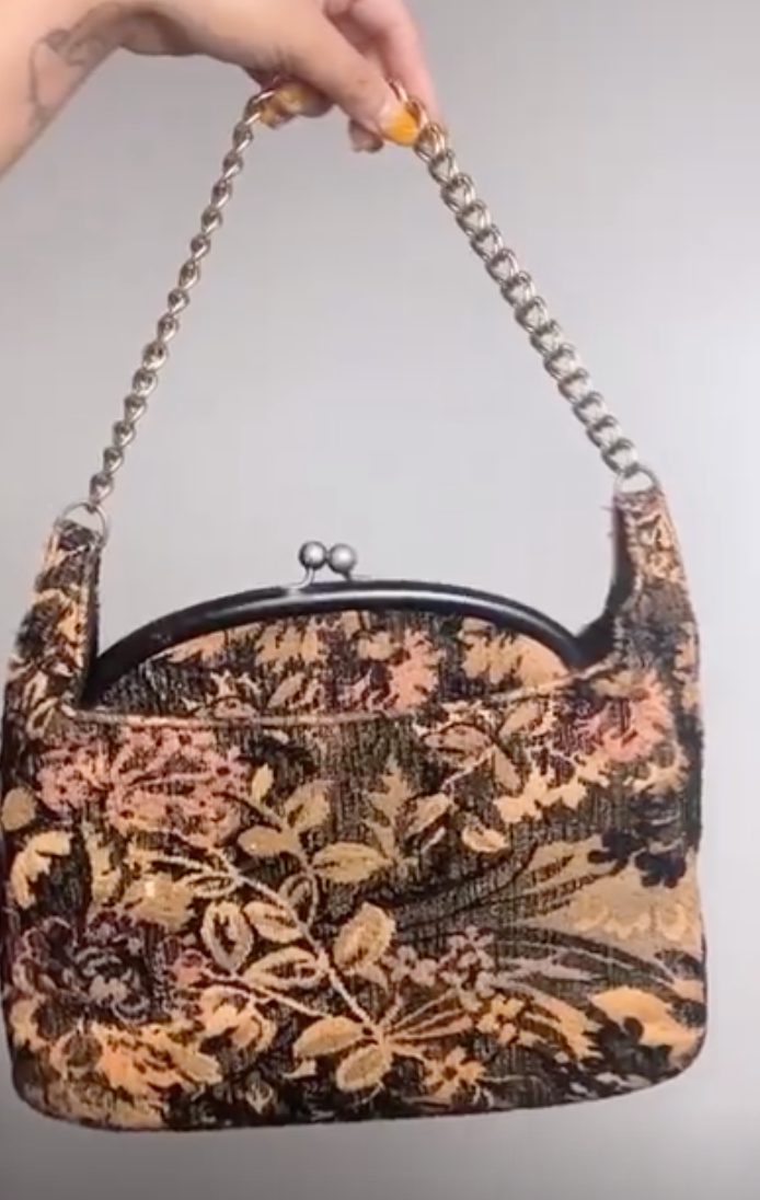 80s Floral Tapestry Shoulder Bag
