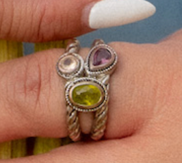Vintage Silver 3 gemstone Ring