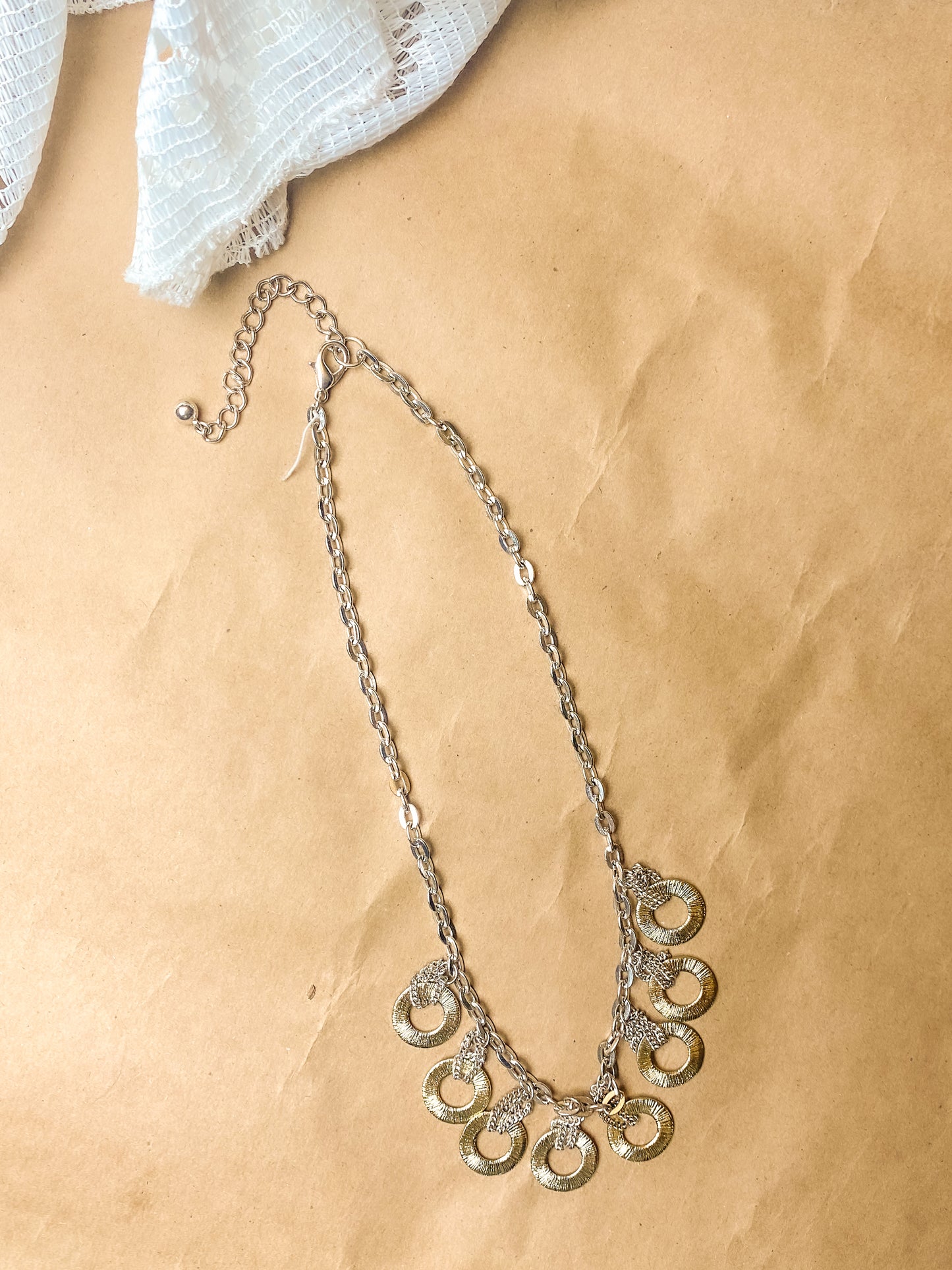 90s Silver and Gold Hoop Necklace