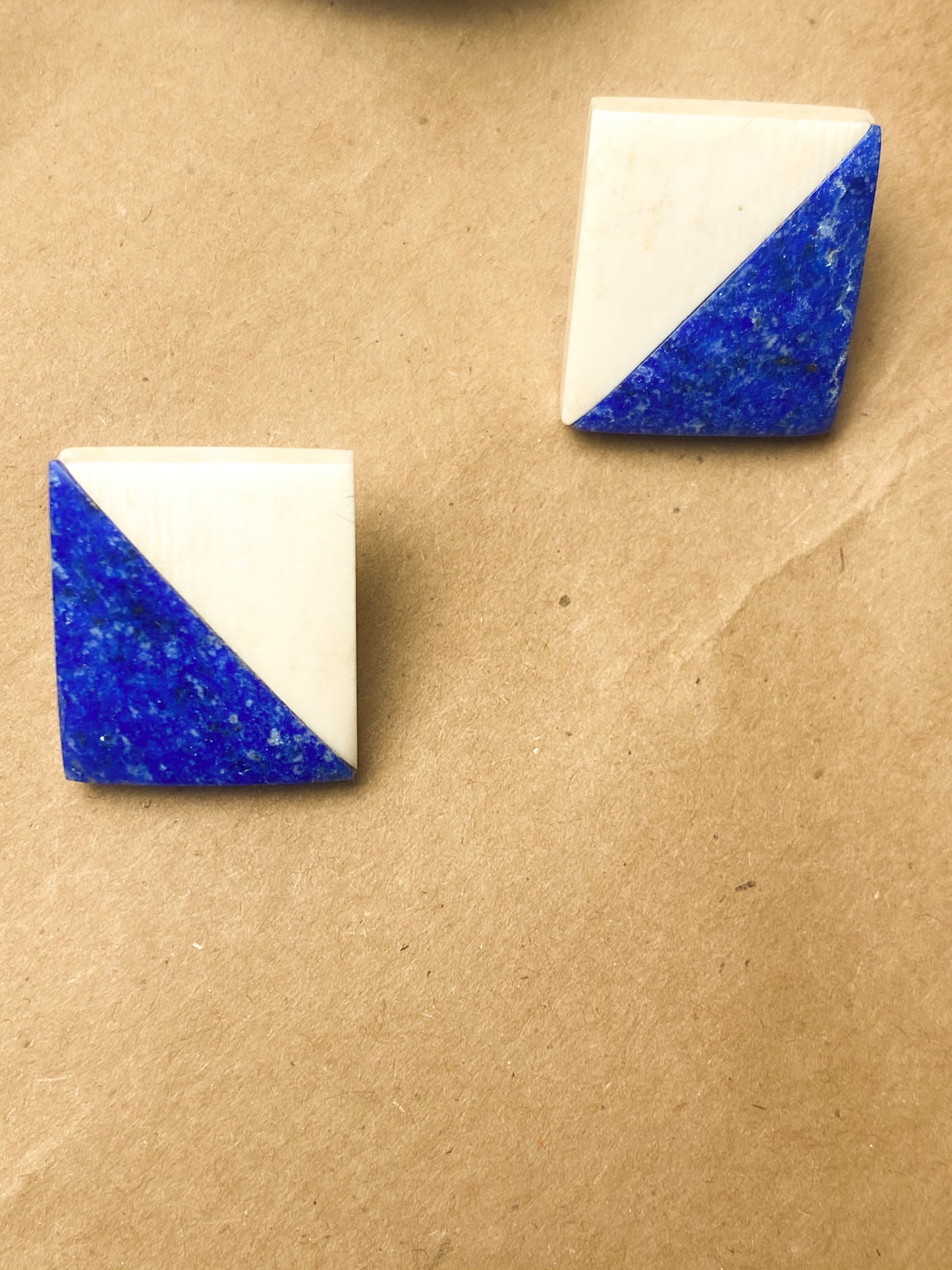 80s Mini Two -Toned Blue and White Square Earrings