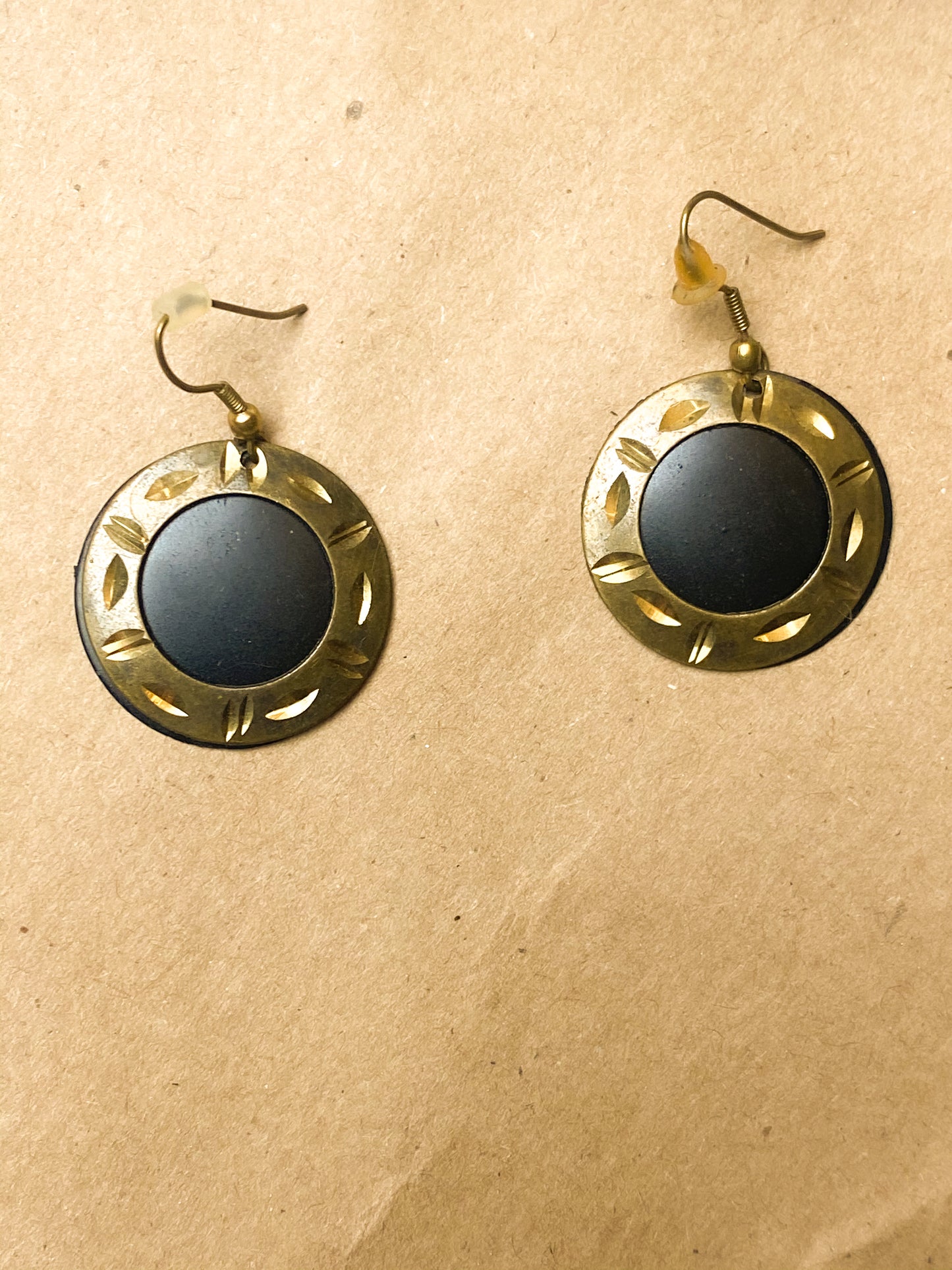 90s Black and Bronze Plated Earrings