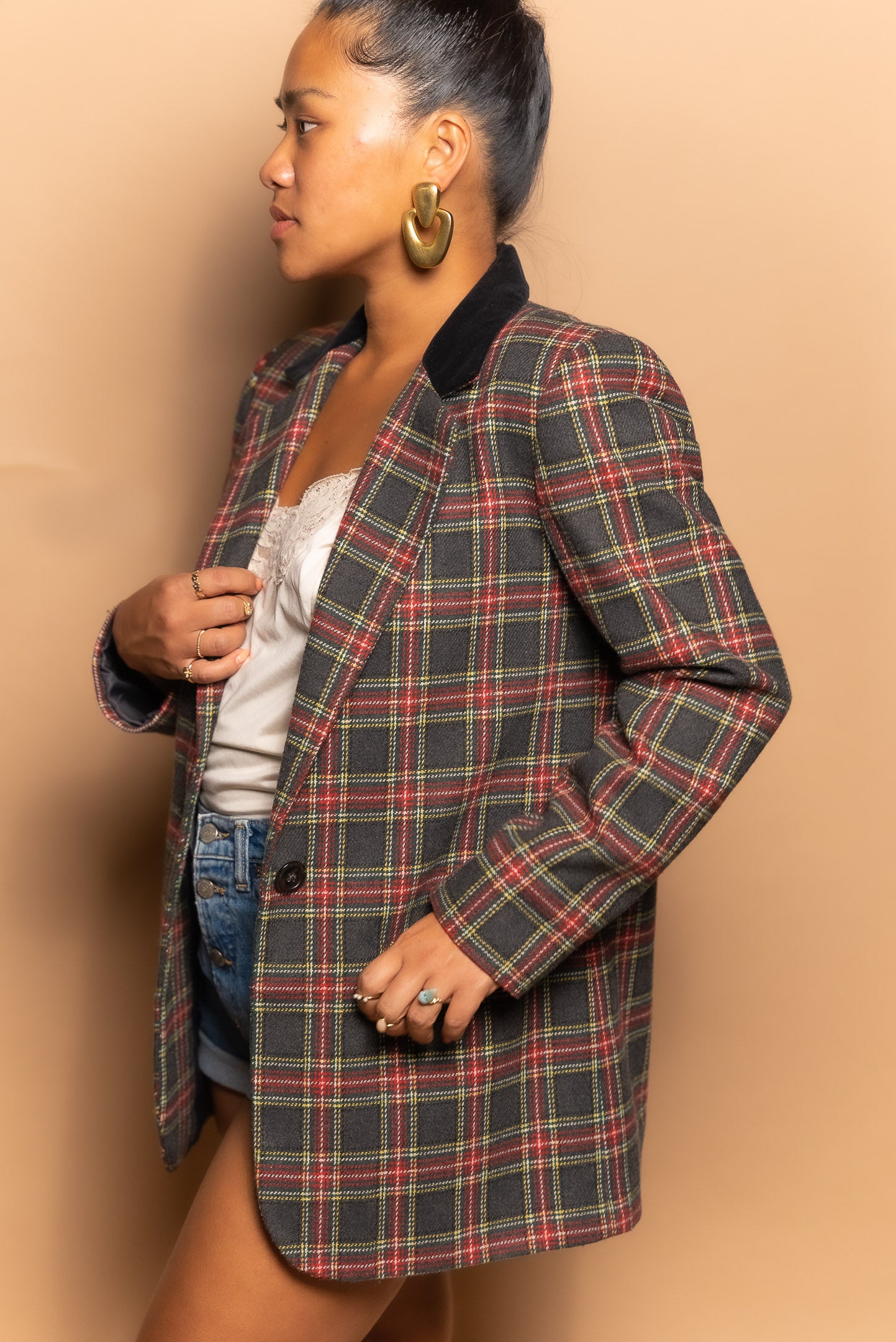 90s Sag Harbor Plaid Blazer