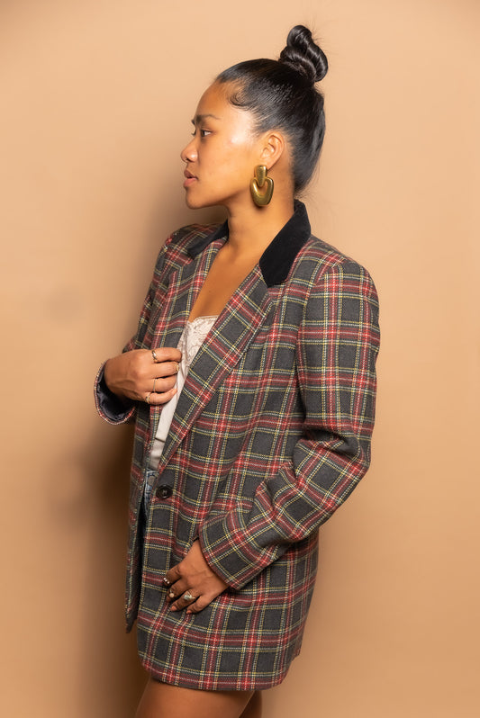 90s Sag Harbor Plaid Blazer
