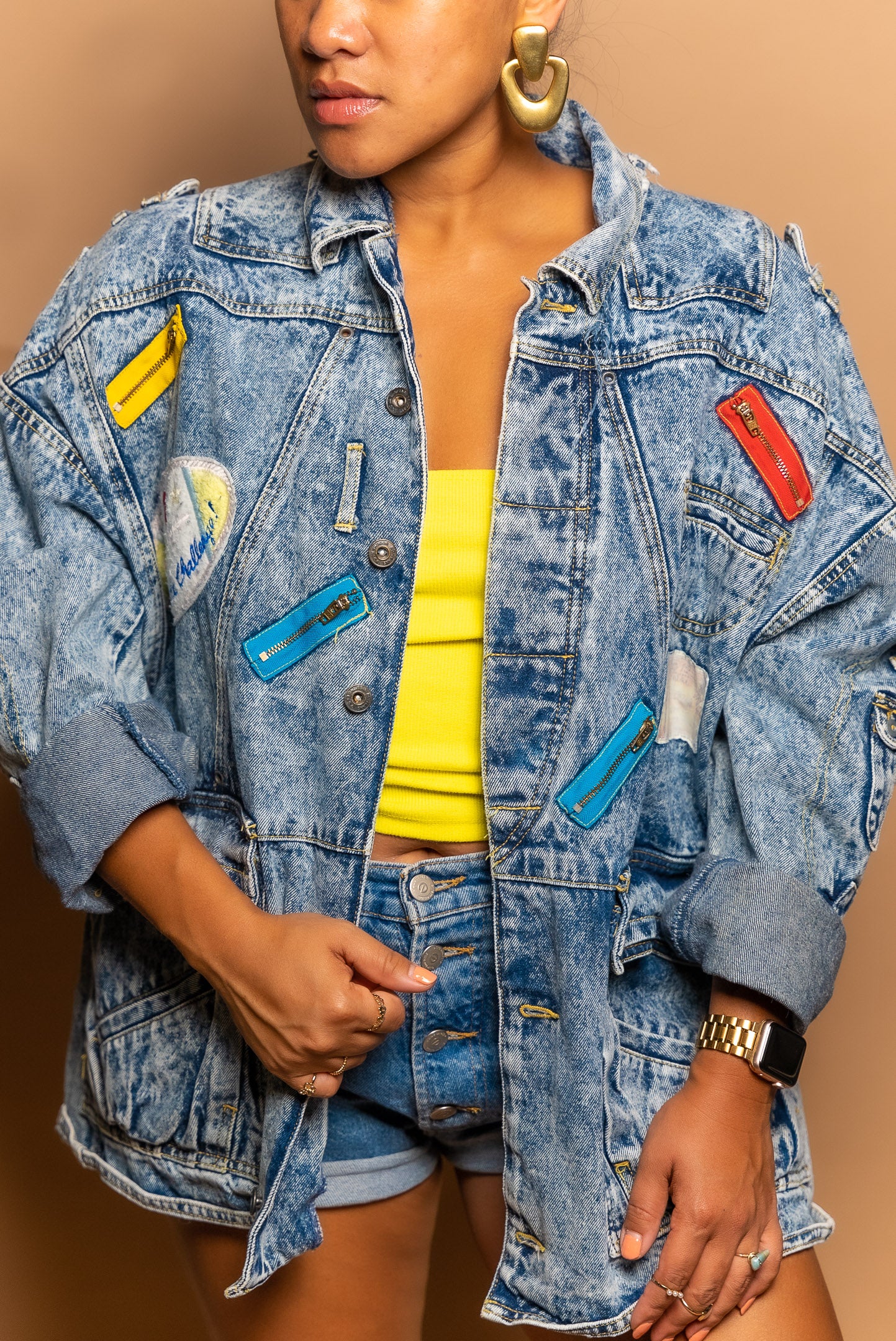 80s Acid Wash Denim Blue Jean Jacket