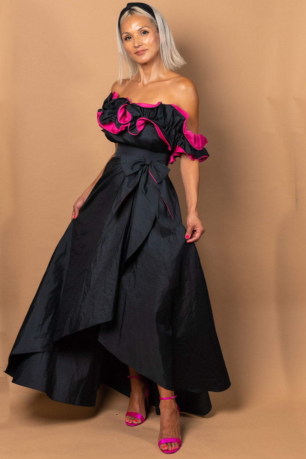 50s  Black and Hot Pink Cha Cha Dress