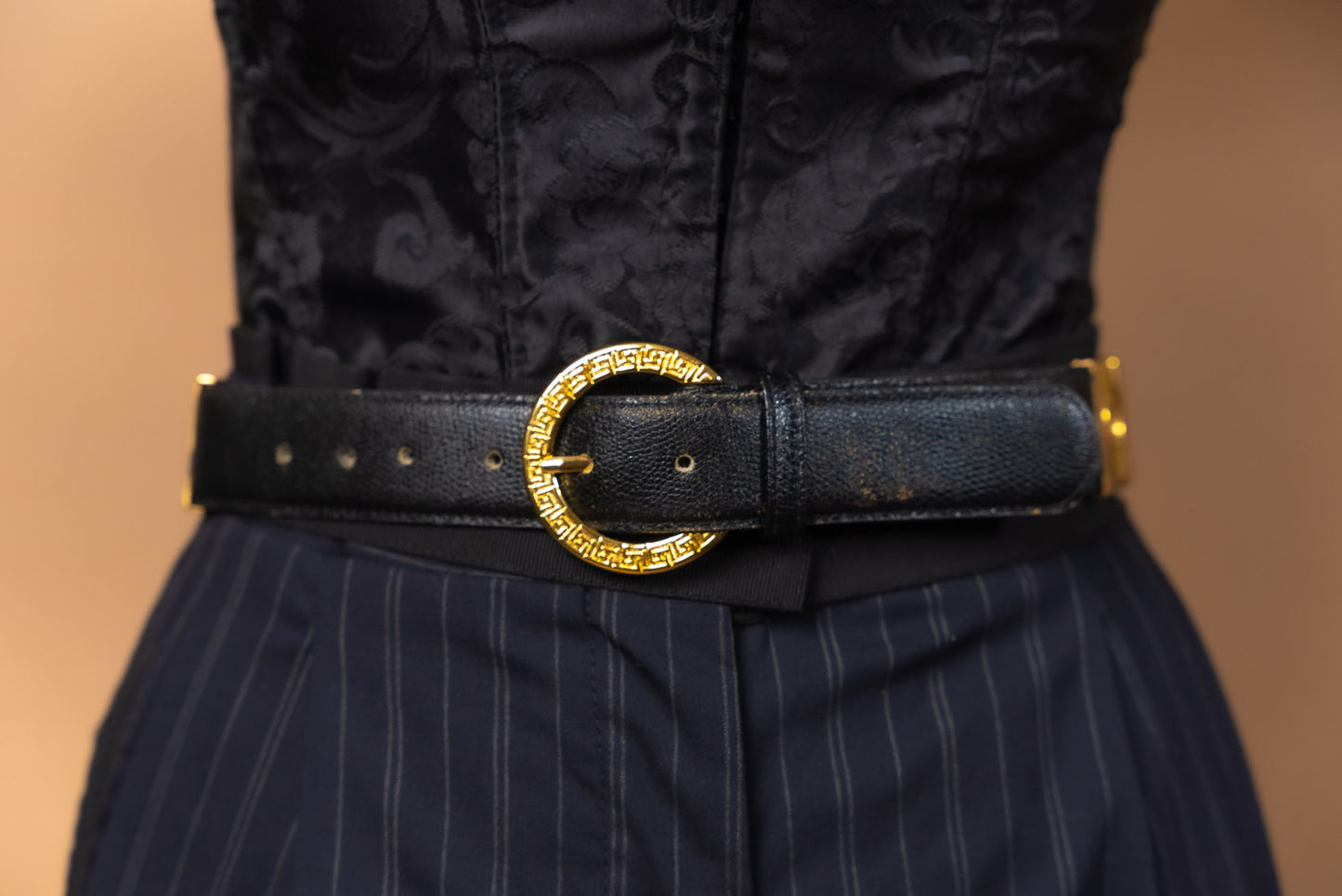 90s Versace Black and Gold  Dupe Belt