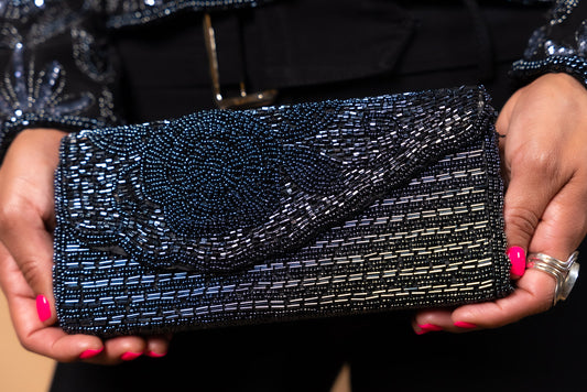 Vintage Navy Beaded Purse