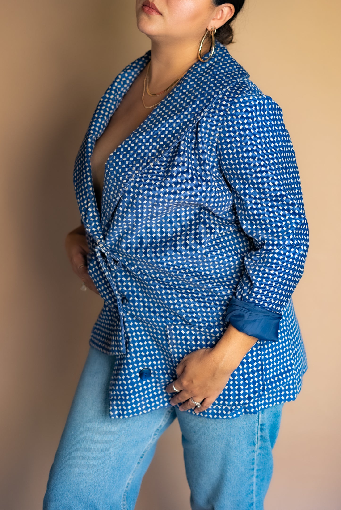 60s Blue Double Breasted Blazer