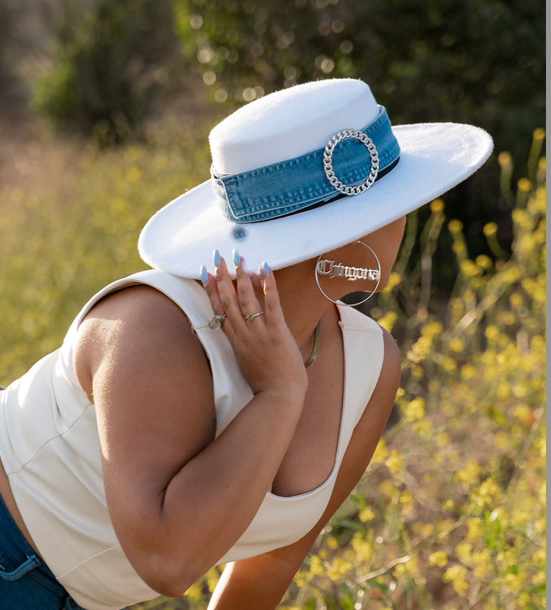 White Wide Brim Fedora