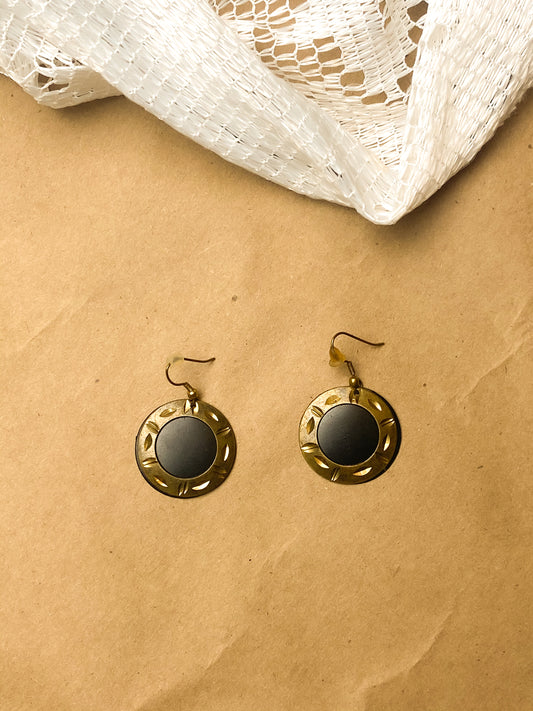 90s Black and Bronze Plated Earrings