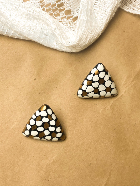 80s Hand Painted Triangle Earrings